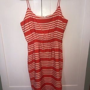 Size 10 J Crew Orange and White Sundress